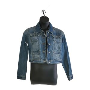 Mossimo Blue Denim Distressed Collar Jean Plus Size Cropped Jacket Size …